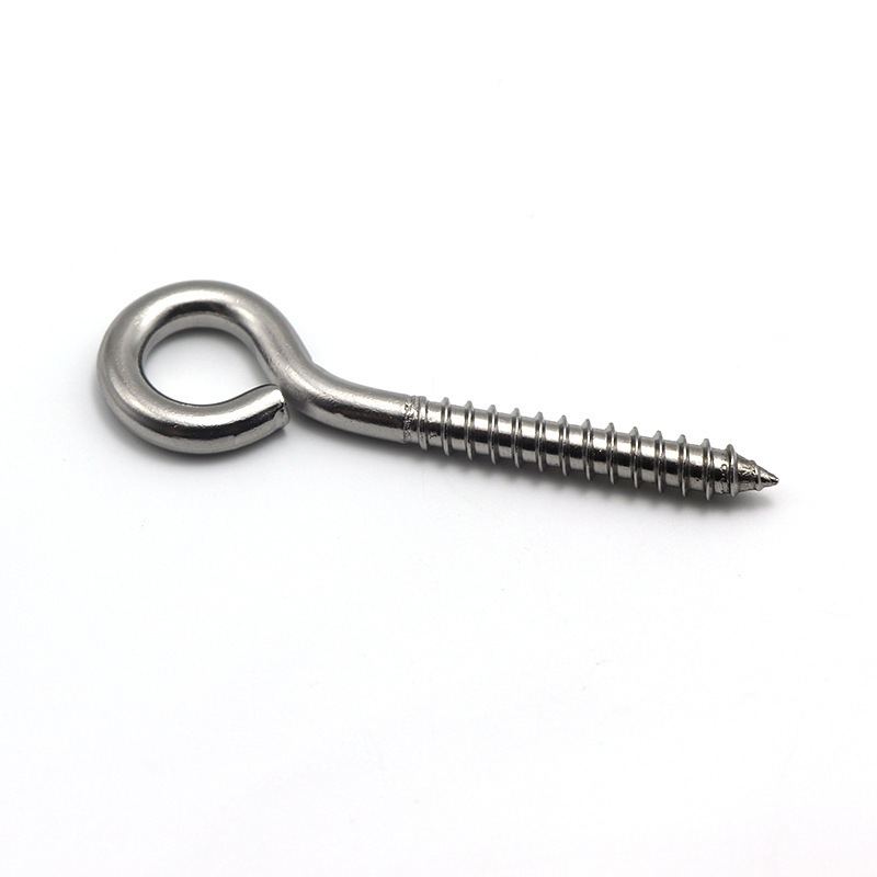 Wooden round head screw eye metal stainless steel screw eye hooks 25mm pins mini 6x13 hooks 4mm 7mm loop self-tapping eye screw