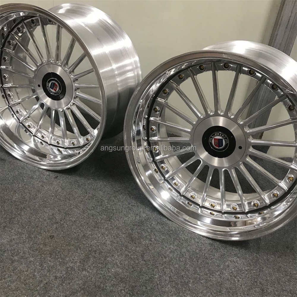 Hot selling High quality 3 pieces forged split wheel customized step lips deep dish alloy wheels for BMW e24 e38