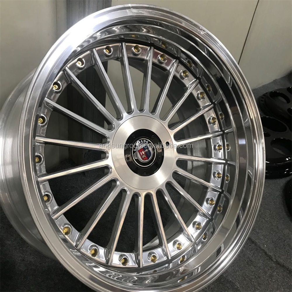 Hot selling High quality 3 pieces forged split wheel customized step lips deep dish alloy wheels for BMW e24 e38