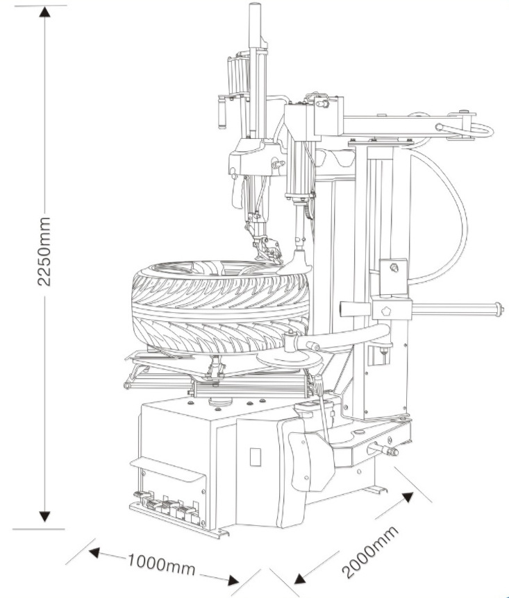 High Quality Tyre Remover Equipment Bar Automatic Tire Changer With Assistant Arm Max Disassemble Tyre Size 26 Inch