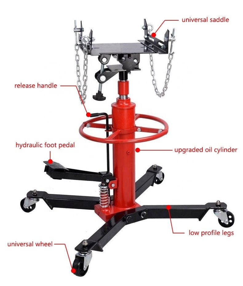 Hydraulic Double Cylinder High Position Engine Transmission Jack Manual Lifting Type With CE For Car Fast Repair Tools