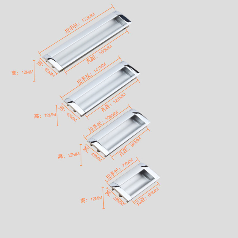 Aluminum Furniture Cabinet Drawer Concealed Handle Kitchen Dresser Wardrobe Furniture Cabinet Knobs 12mm 500pcs 43mm