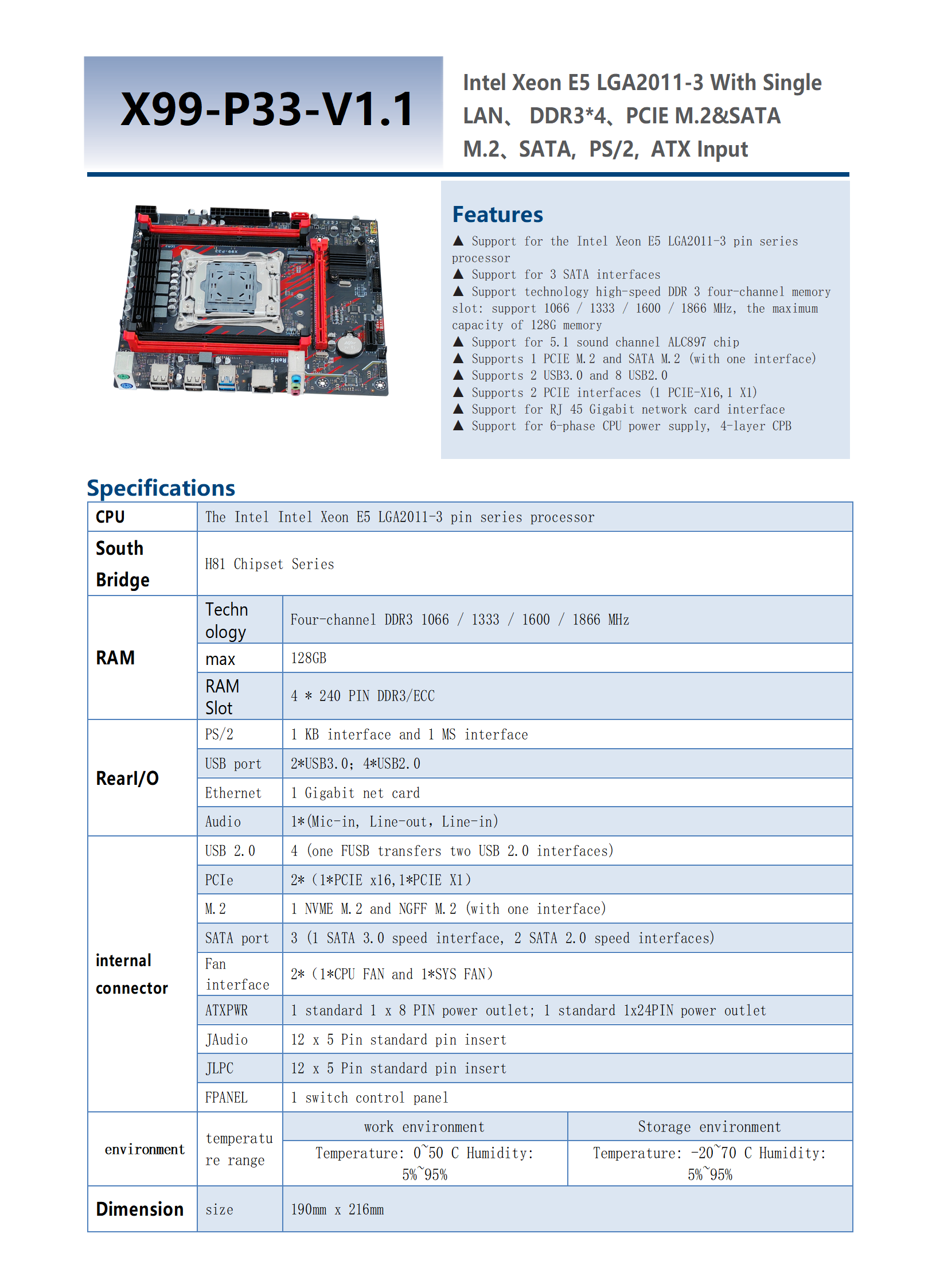 pc gaming mother board 128GB Xeon E5 LGA2011-3 red mainboard H81 Chipset Four channel DDR3 ATX M.2 X99 set computer motherboard