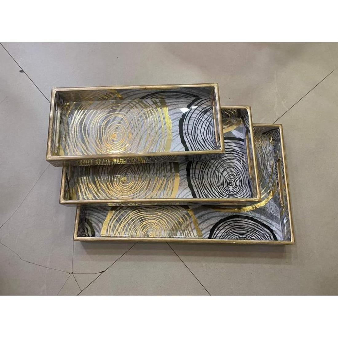 Hot Sale Meena Trays Set Very Good Quality Wholesale Supply Wooden Serving Trays MDF Tray With Small Medium And Large Size