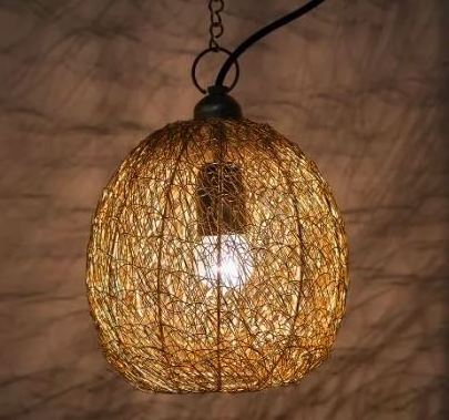 Modern Iron Wire Frame Round Hanging Large Restaurant Ceiling Lamp Lighting With Powder Coated Finishing At Wholesale Price