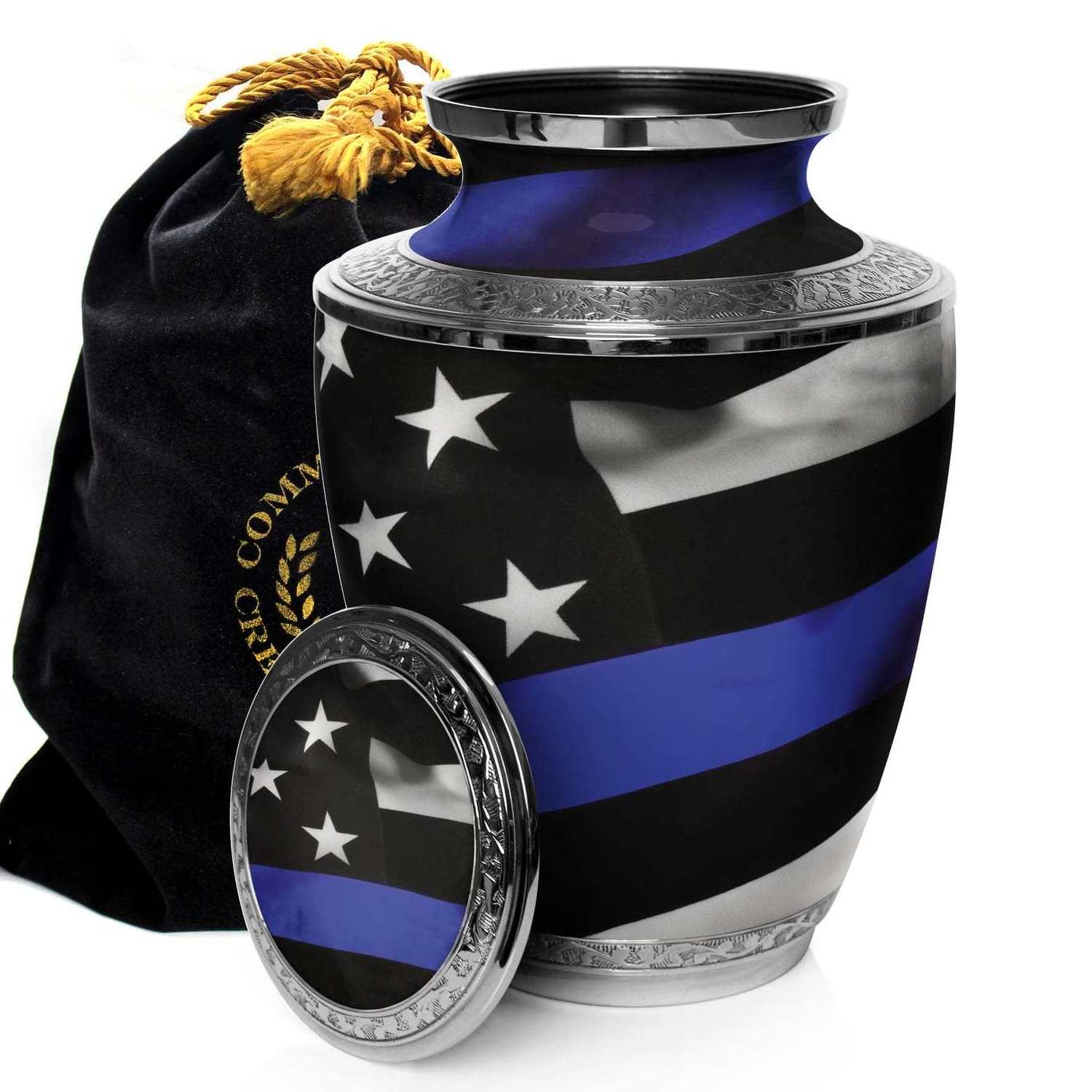 American Flag Brass Cremation Urns Round Shaped Memorial Urns With Glossy Finishing For Funeral Supplies In Wholesale Price