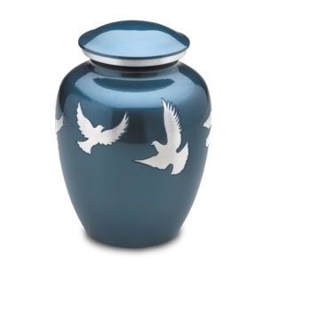 Aluminum Keepsake Cremation Urn With Birds Printing Cremation Ashes Pet Cremation Dome Style Urn Handcraft For Human Ashes