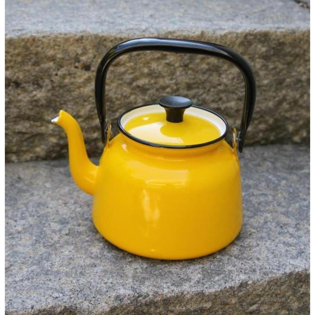 Red Enamel Stainless Steel Tea Serving Kettle for Hotels Supply Kitchenware Appliance Good Quality Metal Tea Pot Hot Sale price