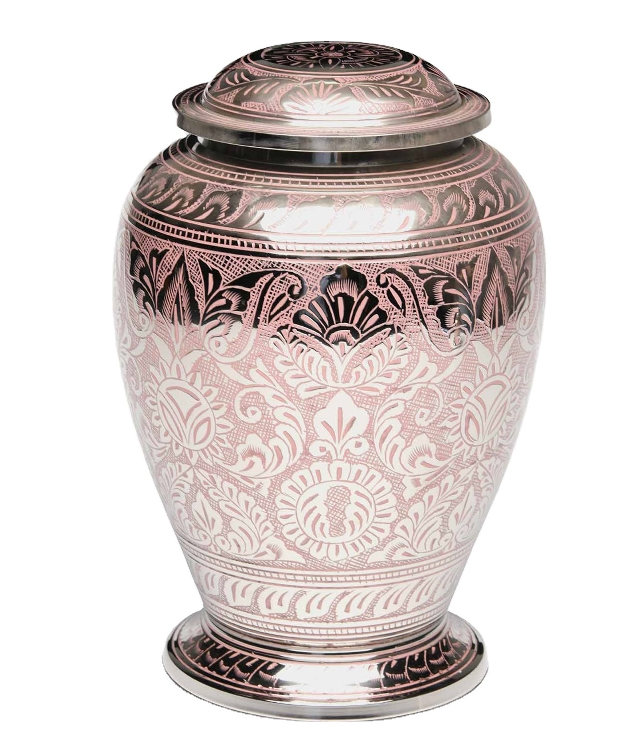 Hot Selling Brass Cremation Urns Round Shaped Memorial Jars Decor With Enamel Finishing For Funeral Adult Metal Box For Ashes