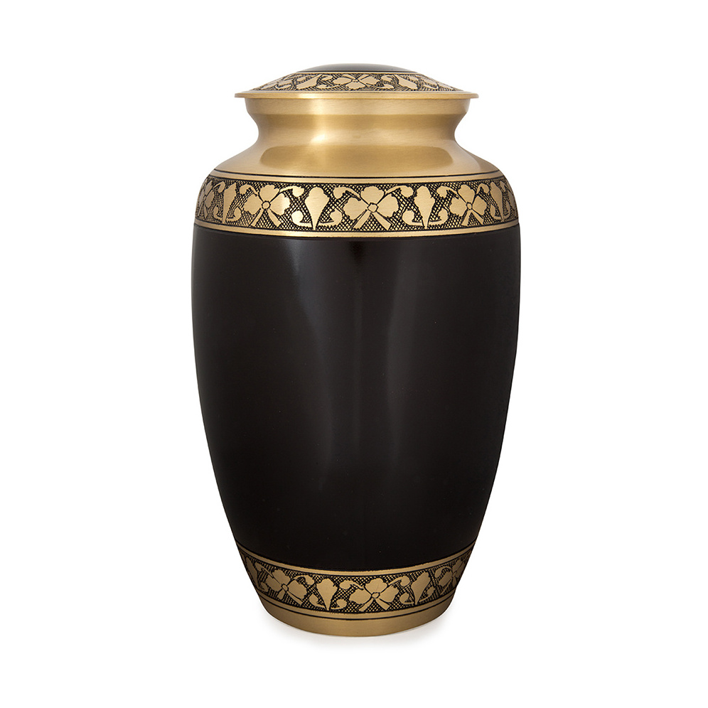 Brass Keepsake Cremation Urn With Golden birds And Mett Black Human Cremation Ashes  Pet Cremation Dome Style Urn Handcraft