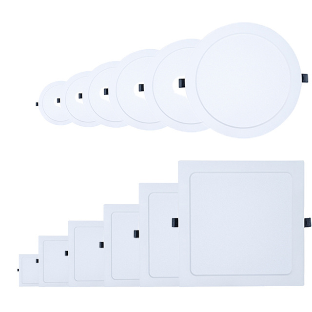 Home Office Indoor Lighting  5w 9w 12w 18w 24w 36w  Round Square Panel Light Smd Recessed Frameless Led Panel Light