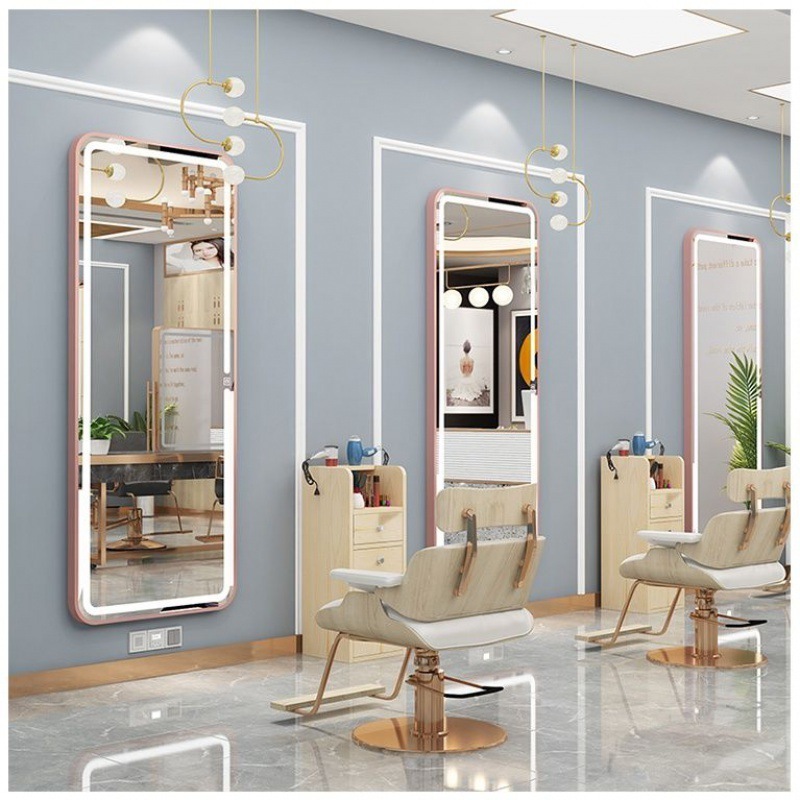 Customized Designs OEM & ODM Wall Mounted Smart Led Light Mirror For Barber Shop Furniture Station Beauty Hair Salon Mirrors