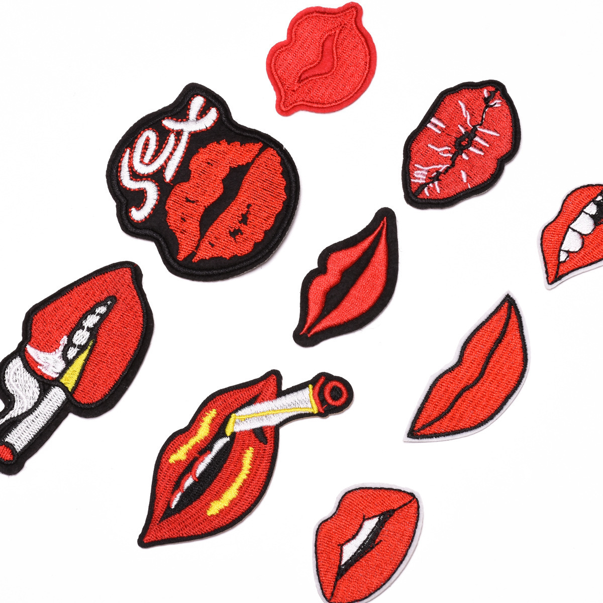 New Style Sexy Red Lip Jacket Patches Customized Your Design Embroidery Patches Diy Iron on Clothing Hats Bags