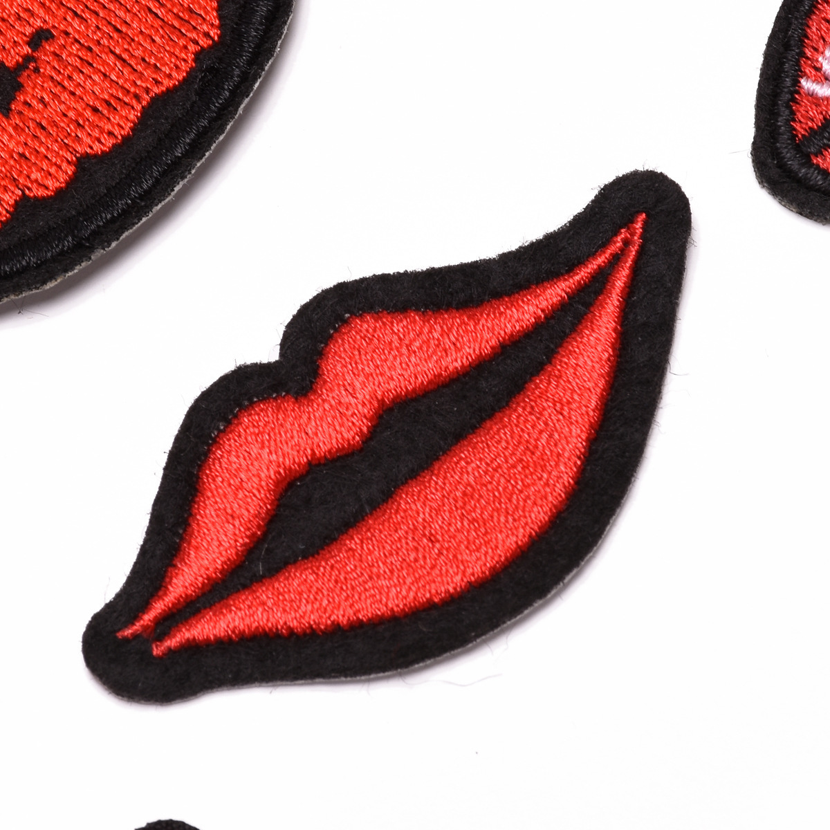 New Style Sexy Red Lip Jacket Patches Customized Your Design Embroidery Patches Diy Iron on Clothing Hats Bags