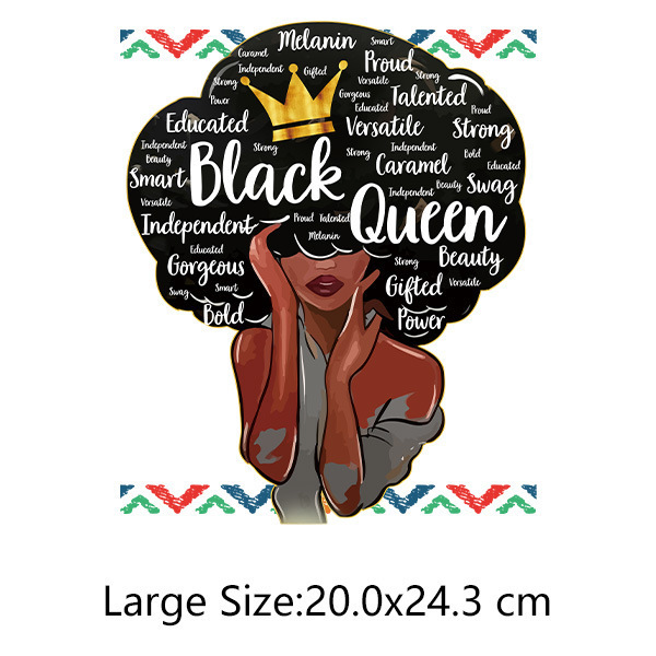 Wholesale Iron On Transfers Clothing Labels Iron On DIY Washable Women T-shirt Heat Transfer Beauty Black Girl Iron On Transfer