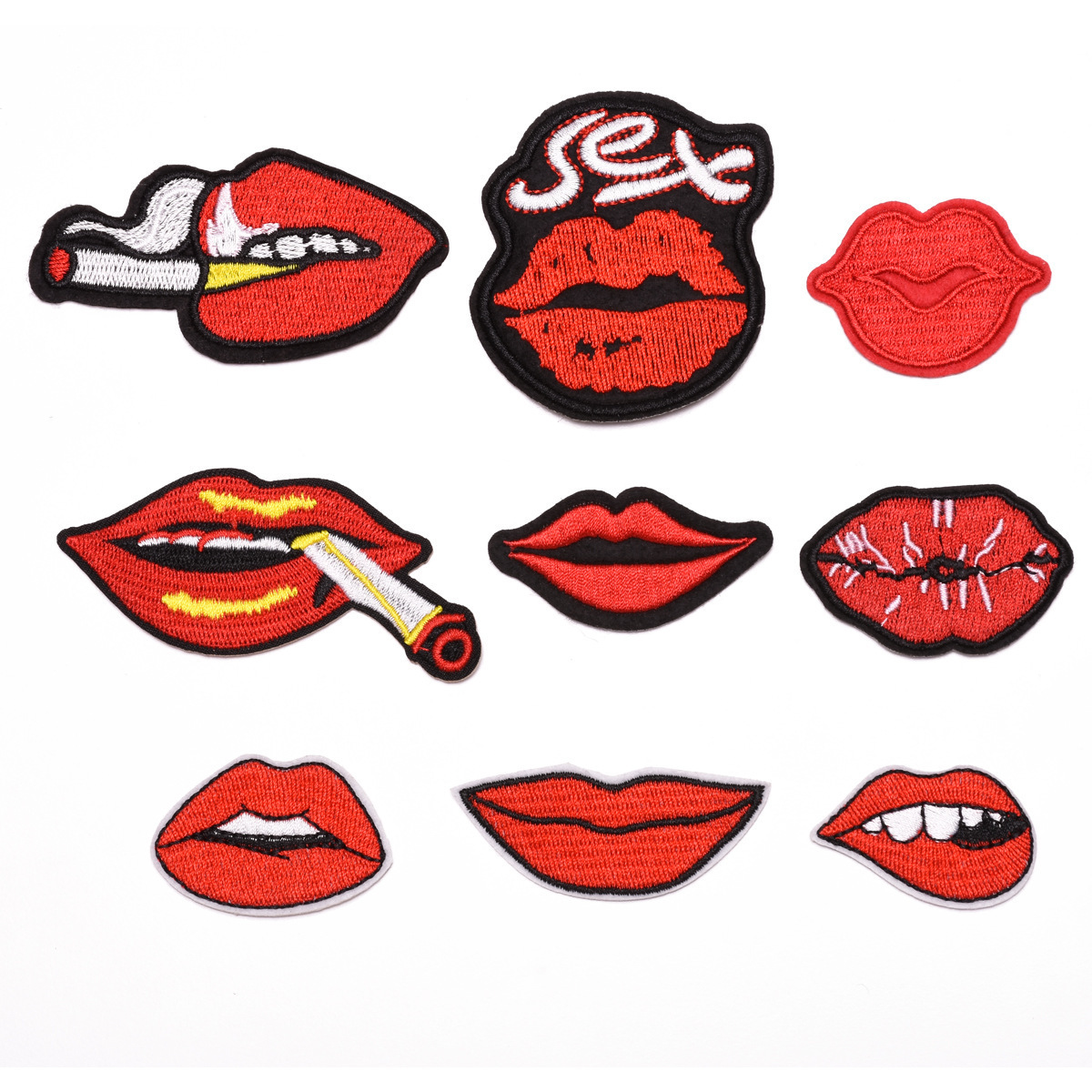 New Style Sexy Red Lip Jacket Patches Customized Your Design Embroidery Patches Diy Iron on Clothing Hats Bags