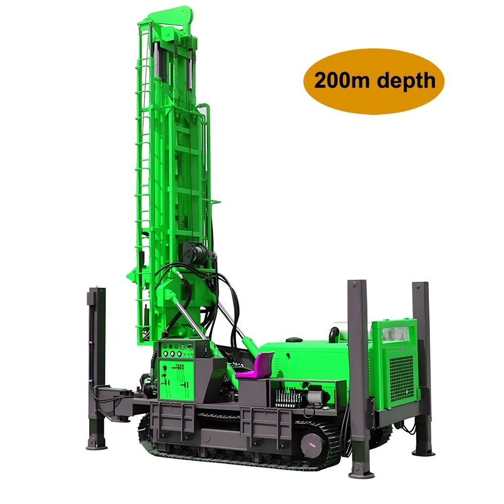 800m Depth Crawler Pneumatic Water Well Drilling Rig With Air Compressor For Trailer Mounted Bore hole Machines