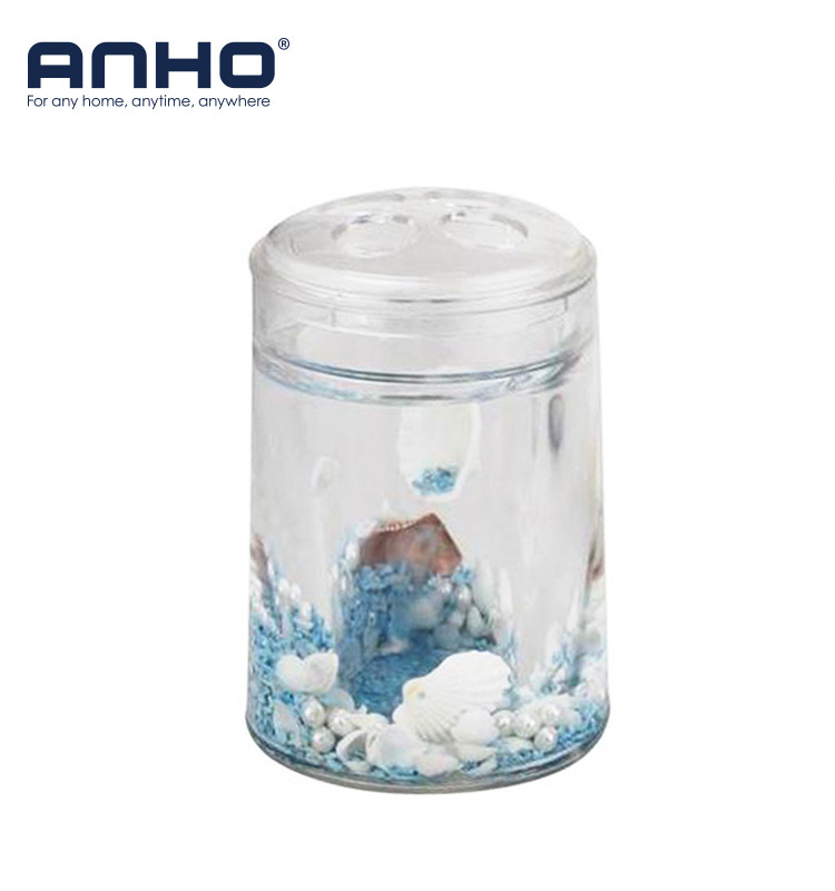 ANHO 5 Pieces Acrylic 3D Sea Shell Bathroom Accessories Set