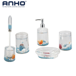 ANHO 5 Pieces Acrylic 3D Sea Shell Bathroom Accessories Set