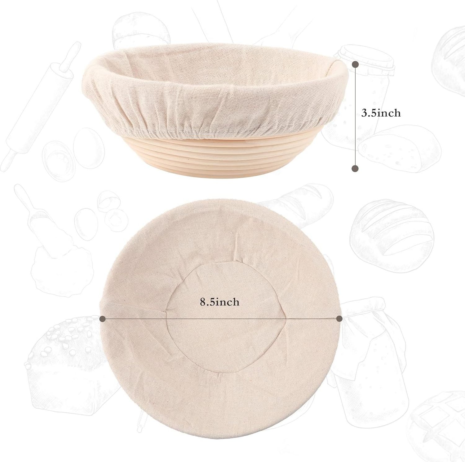 Bread Proofing Basket 8.5 Inch Round Basket Natural Rattan Proofing Baskets