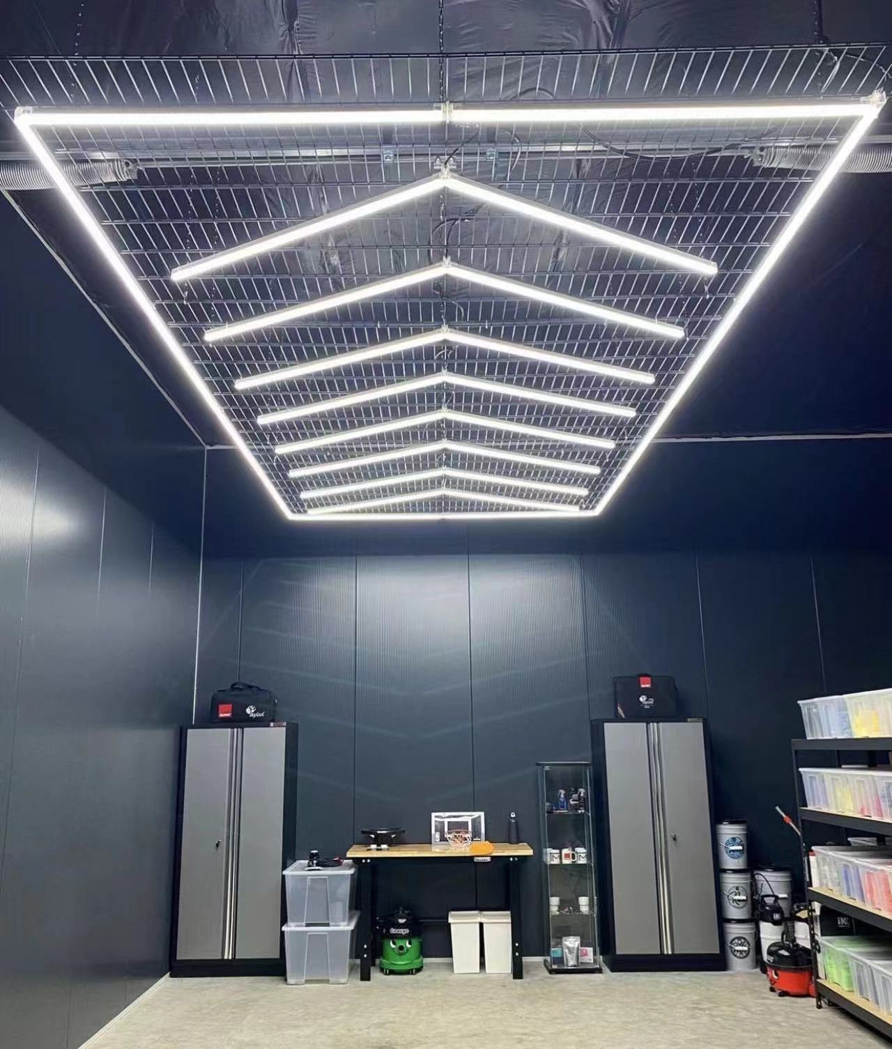 Factory Sell Hexagonal Grid Led Light Honeycomb Garage Lamp Led Hexagon Morden Ceiling Lights For Auto Detailing Shop Garage