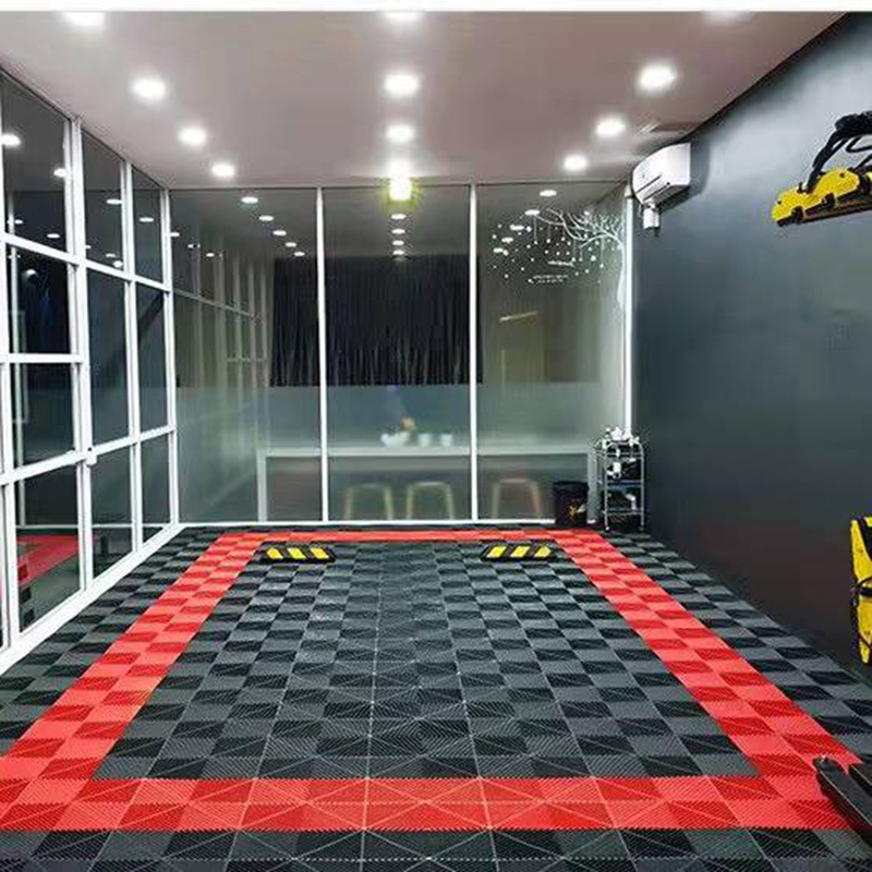 PP Interlocking Garage Floor Tiles Modular Plastic PVC Vented Floor Mats Floor Slab for Car Washing Shop Warehouse Showroom