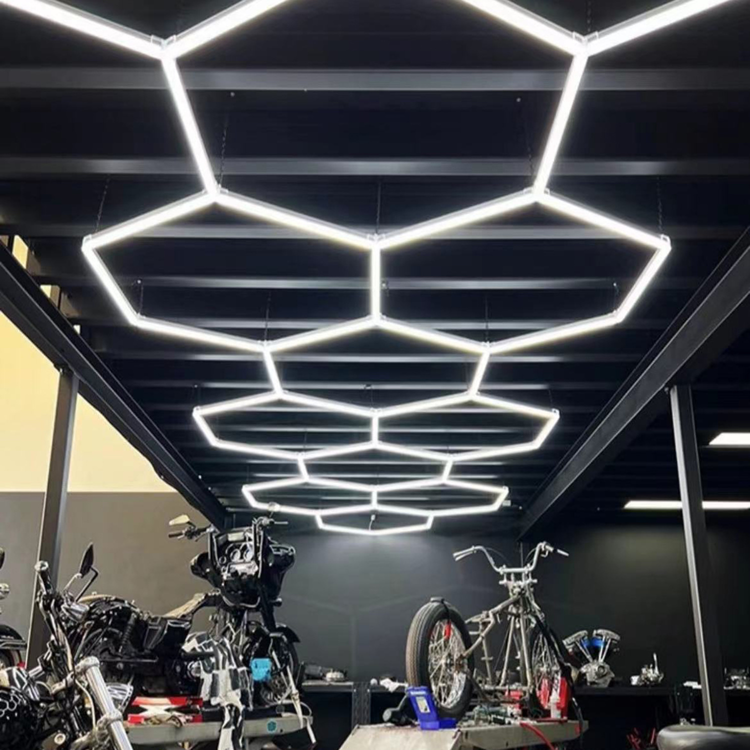 High Quality Super Bright Led Hexagon Garage Ceiling Light Honeycomb Detailing Lamp