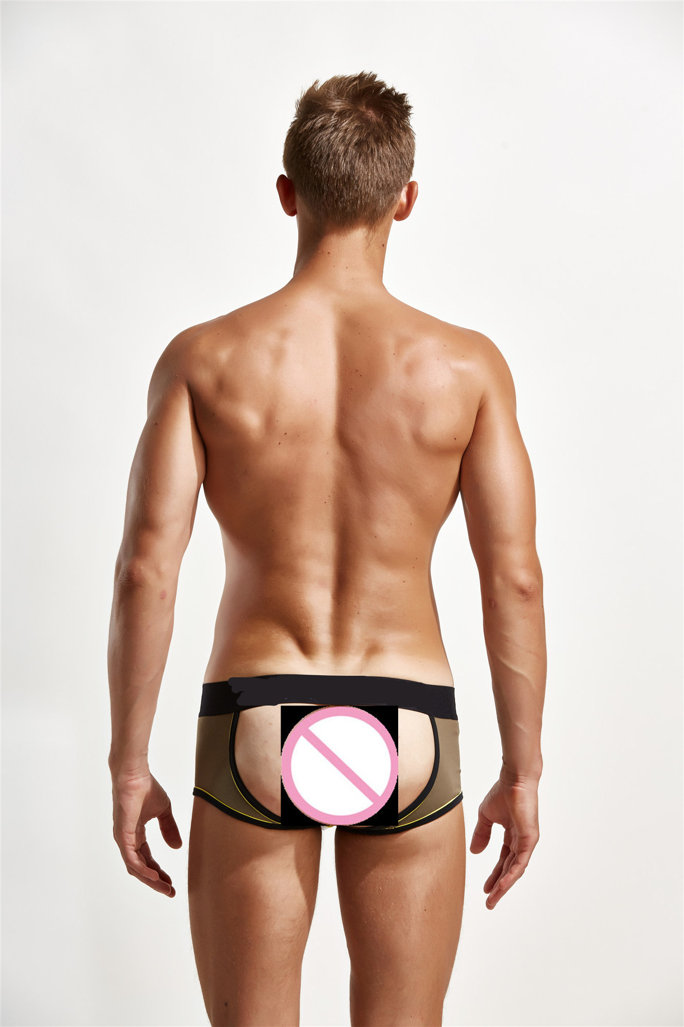 Custom Backless Boxer open back underwear exposed ass shorts Gay boy shorts sexy boxer shorts jockstrap