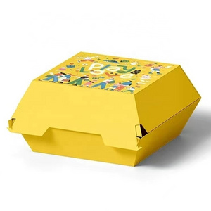 custom design printed Premium fancy clamshell paper burger box high end  takeaway cafe donuts hamburger box