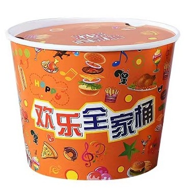 Custom eco friendly 64oz 150oz 170oz disposable logo printed big size kfc paper fried chicken buckets with lid