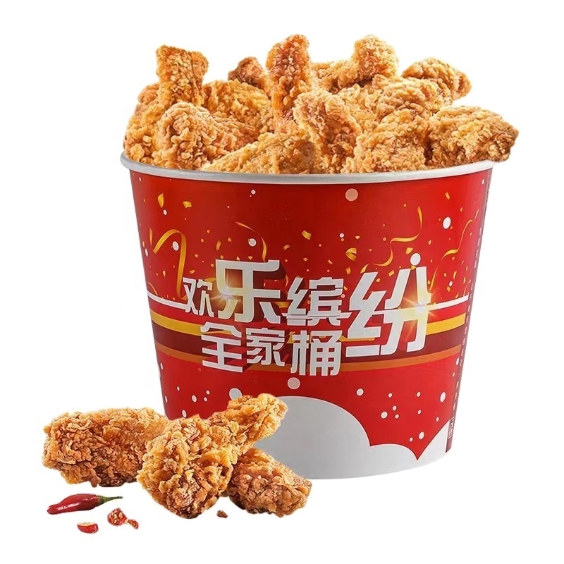 Custom eco friendly 64oz 150oz 170oz disposable logo printed big size kfc paper fried chicken buckets with lid