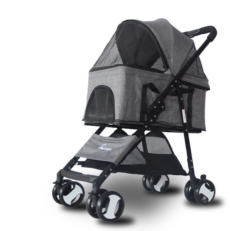 Pet Stroller With 4 Universal Wheel Fabric Foldable Pet Dog Outdoor Stroller R1990H