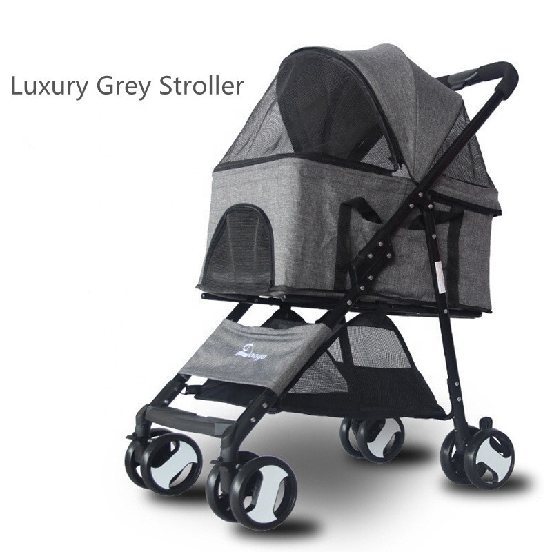 Pet Stroller With 4 Universal Wheel Fabric Foldable Pet Dog Outdoor Stroller R1990H