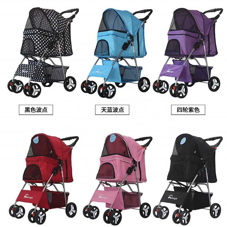 Pet Stroller With 4 Universal Wheel Fabric Foldable Pet Dog Outdoor Stroller R1990H