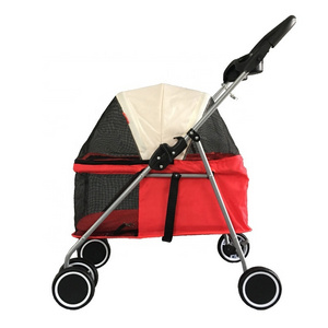 Lightweight Folding Pet Trolley Dog Cat Baby Pet Car Cage Stroller Travelling Pet Carriers Stroller PS2021071602