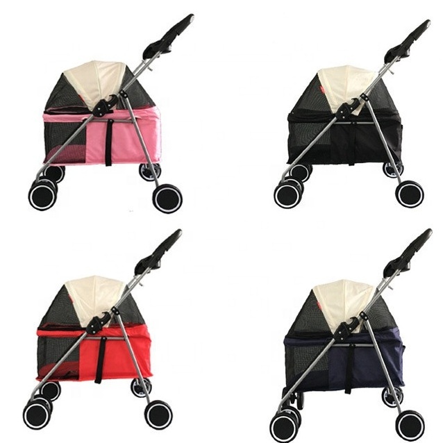 Lightweight Folding Pet Trolley Dog Cat Baby Pet Car Cage Stroller Travelling Pet Carriers Stroller PS2021071602