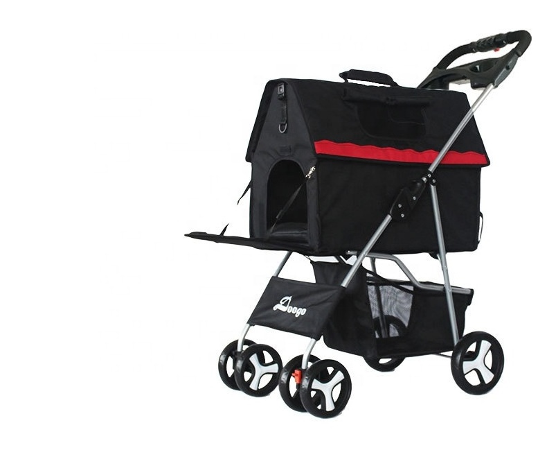 R1924H New design Collapsible Portable Dogs & Cats Stroller/ 4-Wheels Luxury Travelling Pet Stroller Trolley