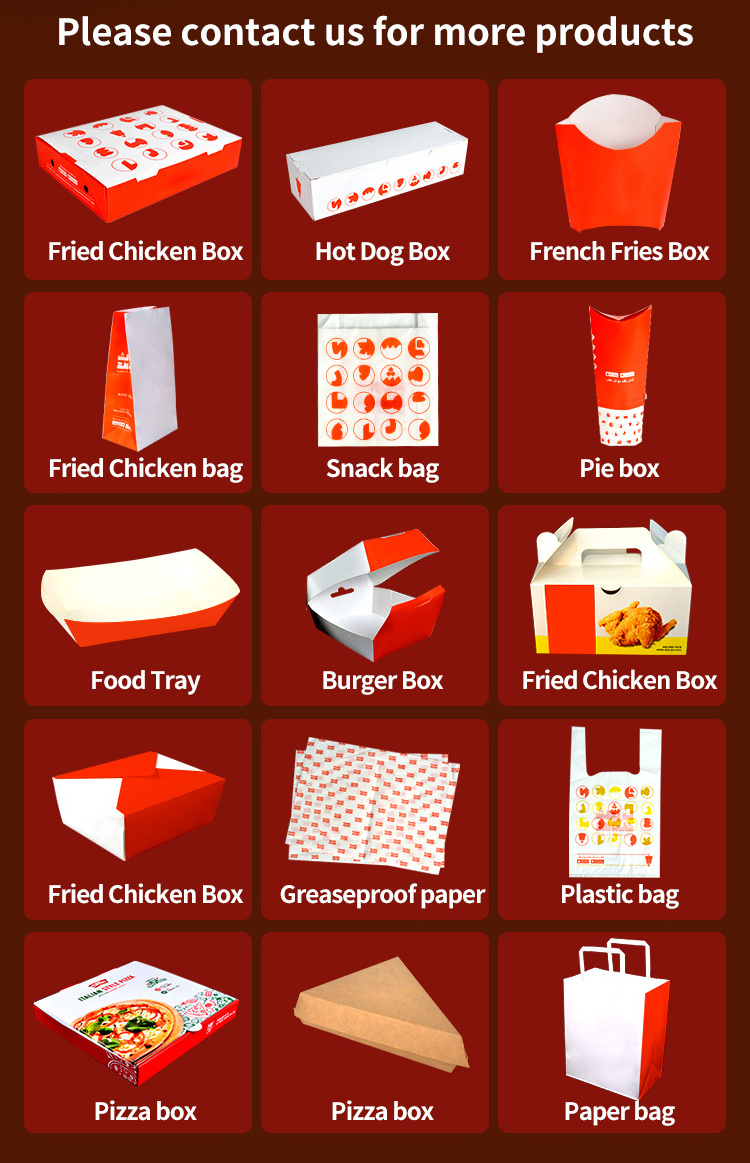 Custom Logo Fried Chicken Wings Box Fast Food Takeout Oil Proof Hamburger Fries Fried Chicken Legs Fried Chicken Packaging Box