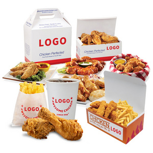 Custom Logo Fried Chicken Wings Box Fast Food Takeout Oil Proof Hamburger Fries Fried Chicken Legs Fried Chicken Packaging Box