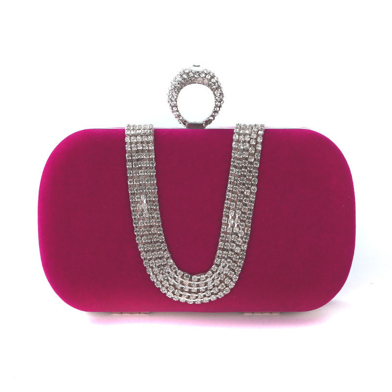 S55A Explosive dinner bag U-shaped diamond-studded handmade banquet clutch bag makeup dress bridal bag hand purse