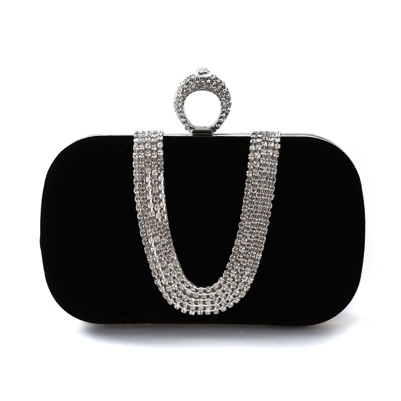 S55A Explosive dinner bag U-shaped diamond-studded handmade banquet clutch bag makeup dress bridal bag hand purse