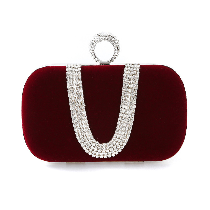 S55A Explosive dinner bag U-shaped diamond-studded handmade banquet clutch bag makeup dress bridal bag hand purse