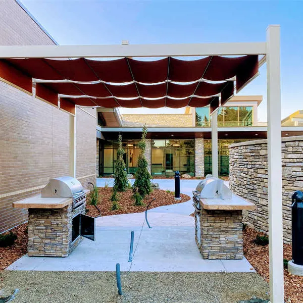 Patio Waterproof Retractable Shade Cover Pergola with Replacement Cover Canopy Outdoor Slide Wire Wave Shade Sail