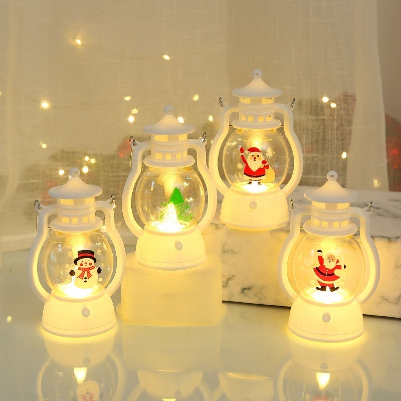 Hot Sale Lantern Portable Led Small Oil Lamp Santa Snowman Light Merry Christmas Decor for Christmas Ornaments Light