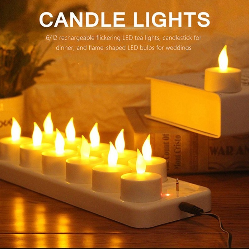 Remote Electronic Candle Flameless Tea Light Candles Flickering Dinner Light Rechargeable Led Candle