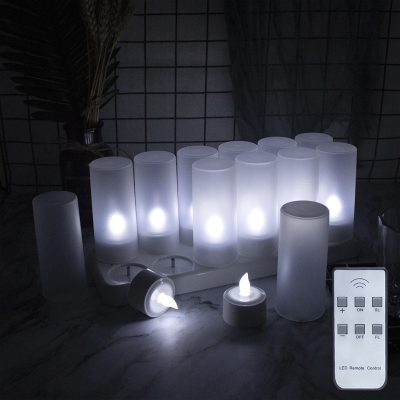 Remote Electronic Candle Flameless Tea Light Candles Flickering Dinner Light Rechargeable Led Candle