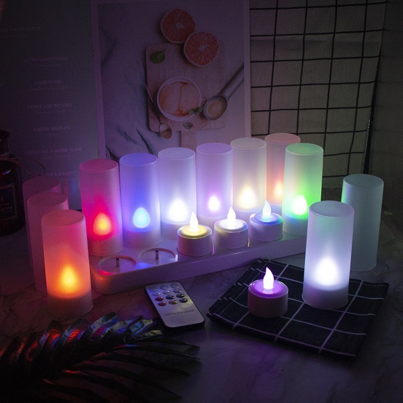 Remote Electronic Candle Flameless Tea Light Candles Flickering Dinner Light Rechargeable Led Candle