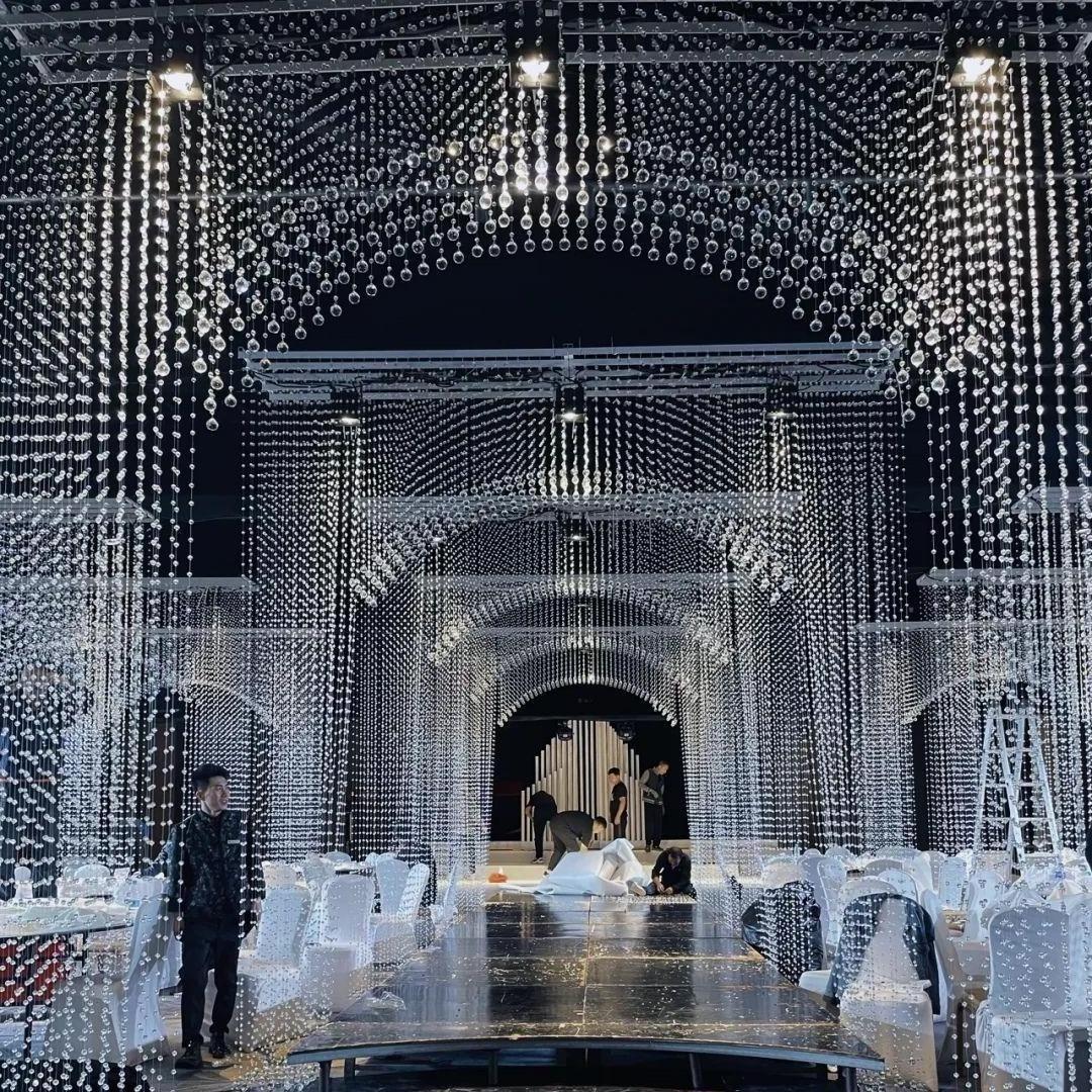 Fashionable Wedding Party Beaded Curtain On Top 1Meter Height Each Stripe Crystal Door Decorative curtain