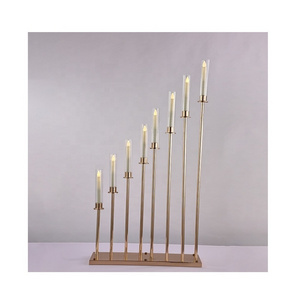 LED Gold candelabra centerpiece wedding hall Metal Candle Holder romantic Wedding event Party decoration Metal Candlesticks