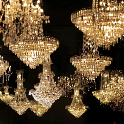 High quality european hotel project gold Crystal chandelier living room wedding pendant lights Christmas chandelier